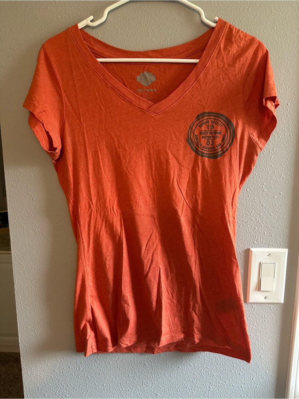 Harley-Davidson Orange V-Neck Short Sleeve Tee